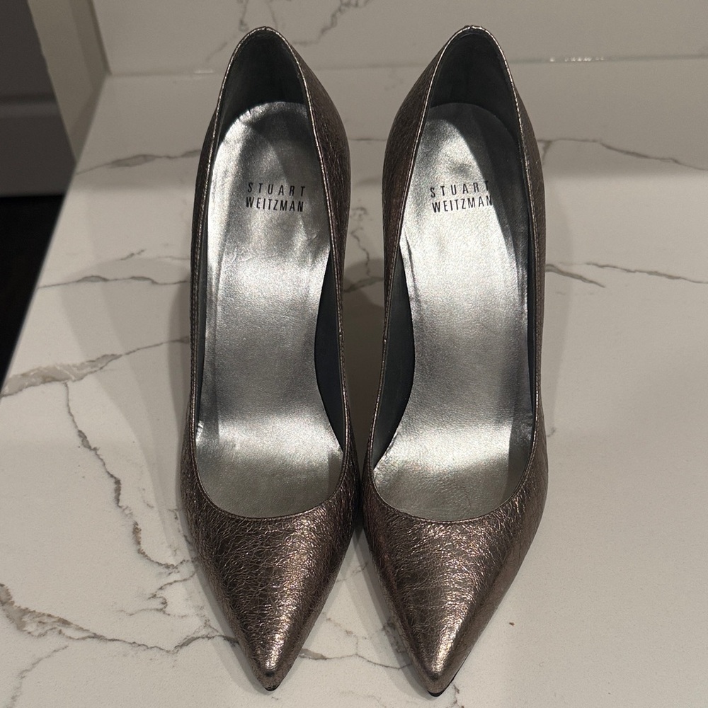 Stuart Weitzman Shimmering Silver Heels